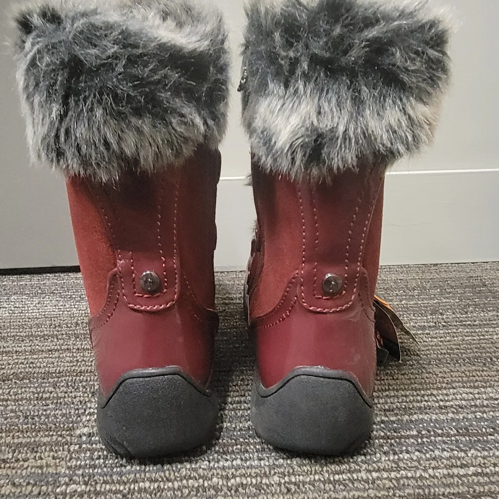 Sporto Minor Burgundy Wine Leather Suede Lace-up Winter Snow Boots Womens Size 7